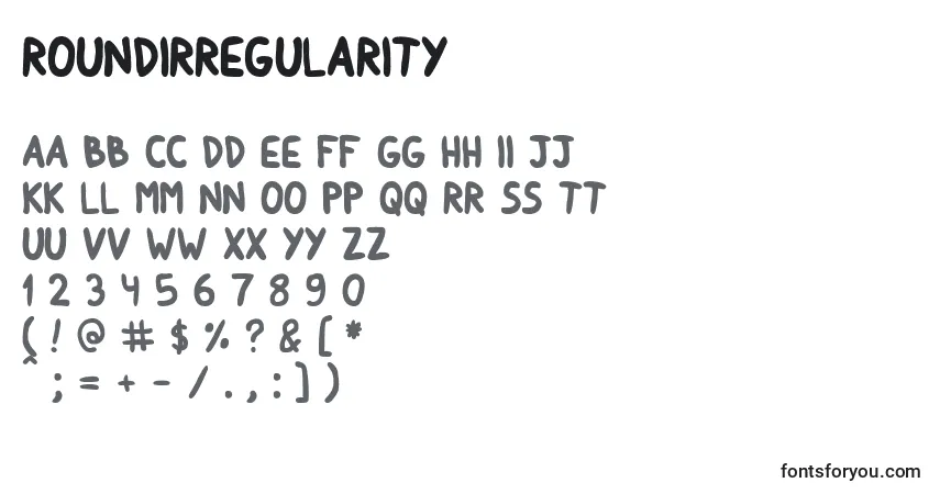 A fonte Roundirregularity – alfabeto, números, caracteres especiais
