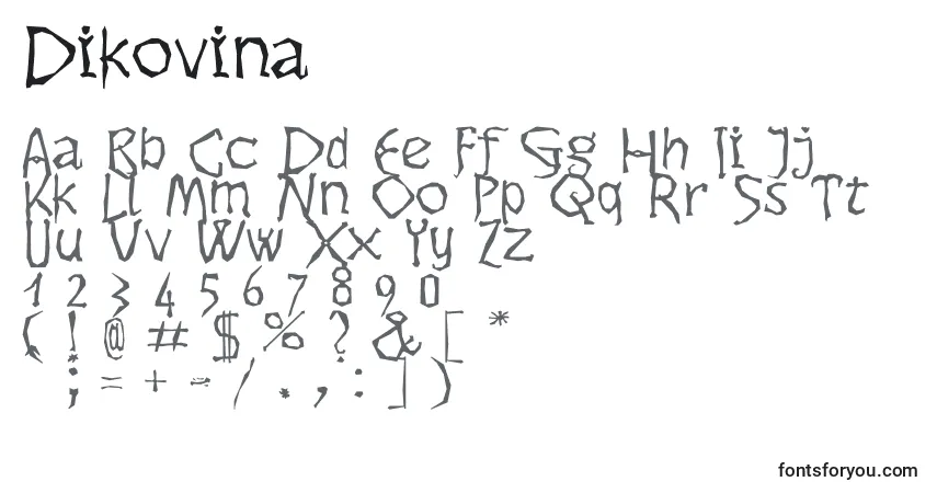 Schriftart Dikovina – Alphabet, Zahlen, spezielle Symbole