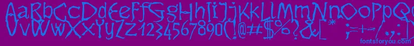 Dikovina-Schriftart – Blaue Schriften auf violettem Hintergrund