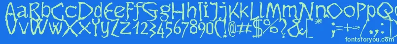 Dikovina Font – Green Fonts on Blue Background