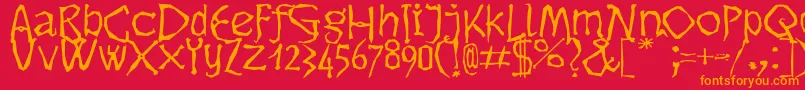 Dikovina Font – Orange Fonts on Red Background