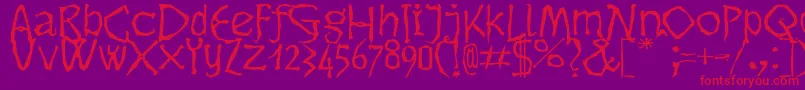 Dikovina-Schriftart – Rote Schriften auf violettem Hintergrund