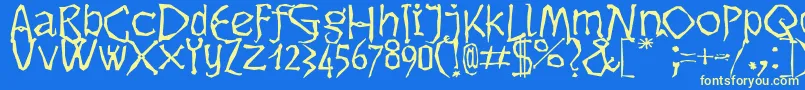 Dikovina Font – Yellow Fonts on Blue Background