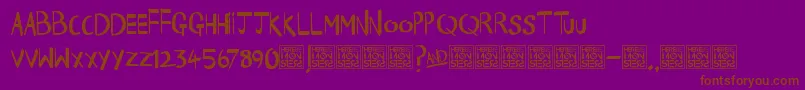 フォントHbmHappyTimesDonationware – 紫色の背景に茶色のフォント