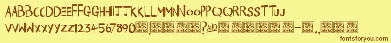 More about HbmHappyTimesDonationware Font HbmHappyTimesDonationware Font – Brown Fonts on Yellow Background