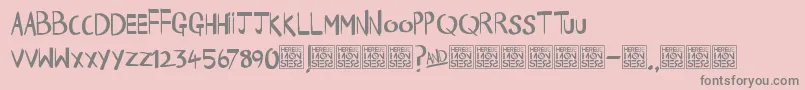 Fonte HbmHappyTimesDonationware – fontes cinzas em um fundo rosa