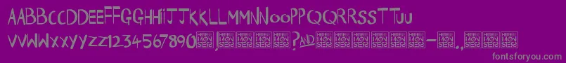 Weitere Informationen zur HbmHappyTimesDonationware-Schriftart HbmHappyTimesDonationware-Schriftart – Graue Schriften auf violettem Hintergrund