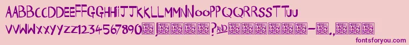 Fonte HbmHappyTimesDonationware – fontes roxas em um fundo rosa
