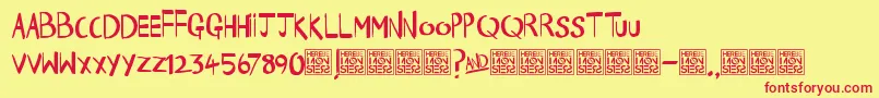HbmHappyTimesDonationware Font – Red Fonts on Yellow Background