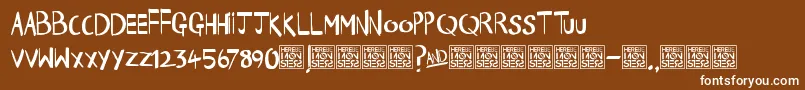 Fonte HbmHappyTimesDonationware – fontes brancas em um fundo marrom