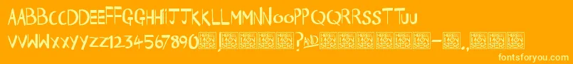 Czcionka HbmHappyTimesDonationware – żółte czcionki na pomarańczowym tle