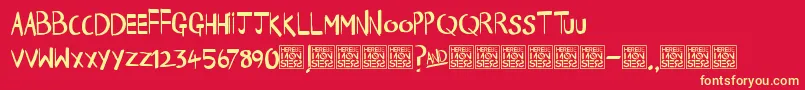 More about HbmHappyTimesDonationware Font HbmHappyTimesDonationware Font – Yellow Fonts on Red Background