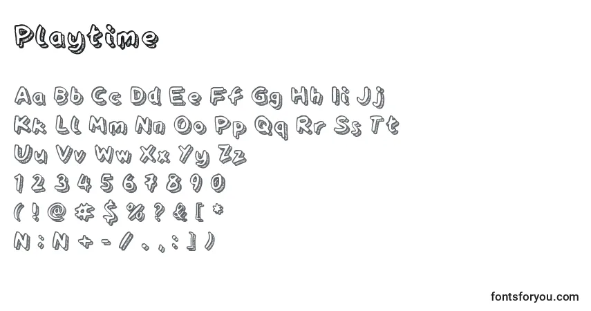 A fonte Playtime (97182) – alfabeto, números, caracteres especiais