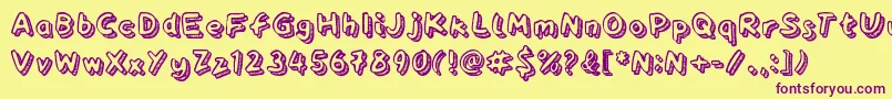 Playtime-Schriftart – Violette Schriften auf gelbem Hintergrund