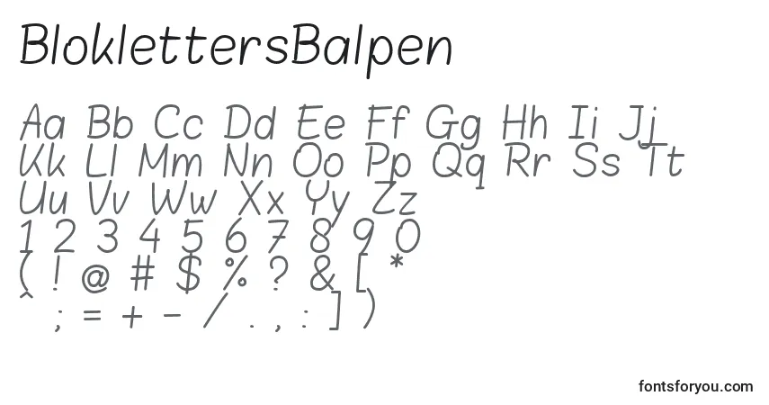 Schriftart BloklettersBalpen – Alphabet, Zahlen, spezielle Symbole