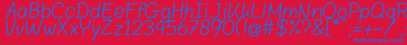 BloklettersBalpen Font – Blue Fonts on Red Background