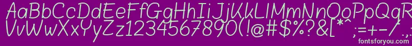 BloklettersBalpen Font – Green Fonts on Purple Background