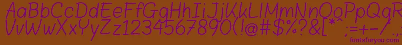 BloklettersBalpen Font – Purple Fonts on Brown Background