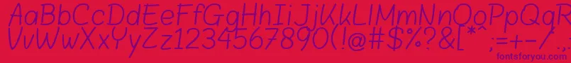 BloklettersBalpen-Schriftart – Violette Schriften auf rotem Hintergrund