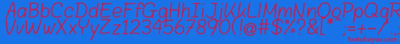 BloklettersBalpen Font – Red Fonts on Blue Background