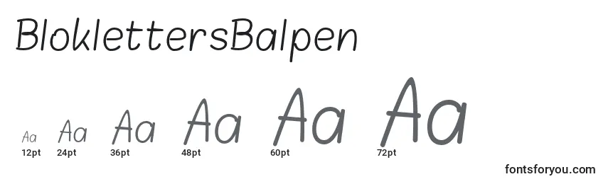 Размеры шрифта BloklettersBalpen
