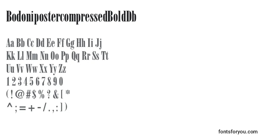 BodonipostercompressedBoldDb Font – alphabet, numbers, special characters