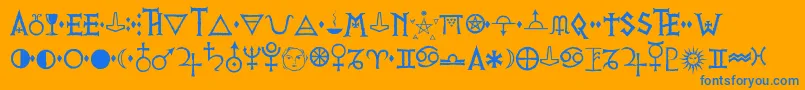 PrVikingAlternates-Schriftart – Blaue Schriften auf orangefarbenem Hintergrund