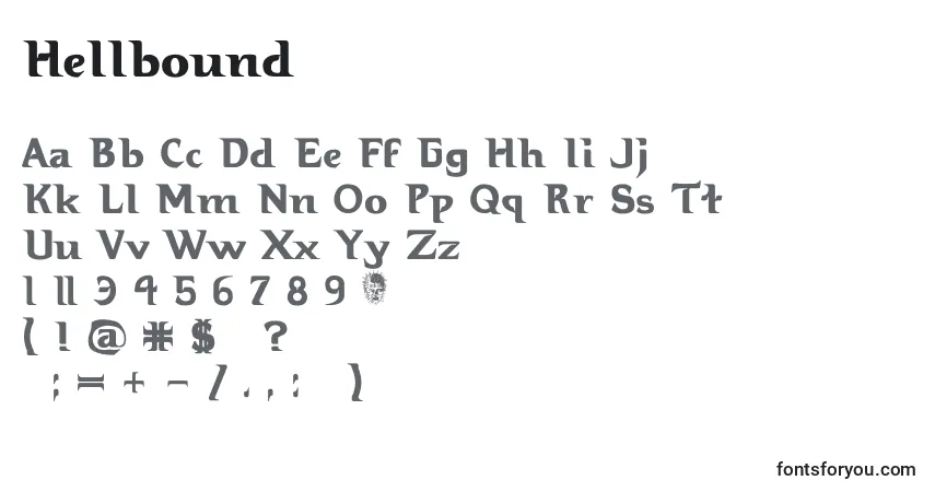 A fonte Hellbound (97187) – alfabeto, números, caracteres especiais
