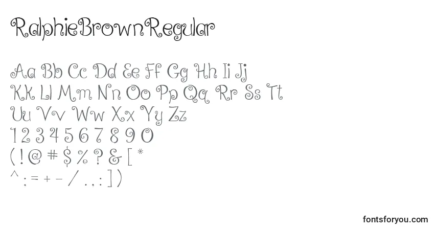 Czcionka RalphieBrownRegular – alfabet, cyfry, specjalne znaki