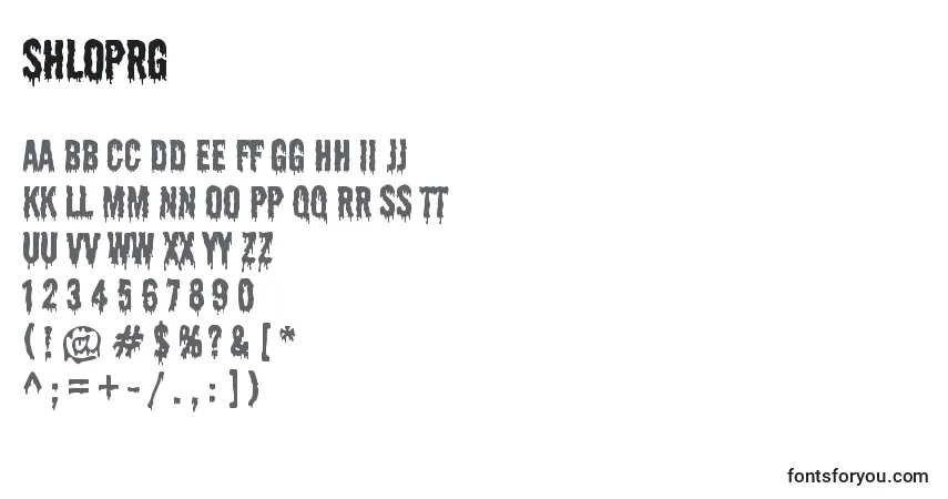 Czcionka ShlopRg – alfabet, cyfry, specjalne znaki