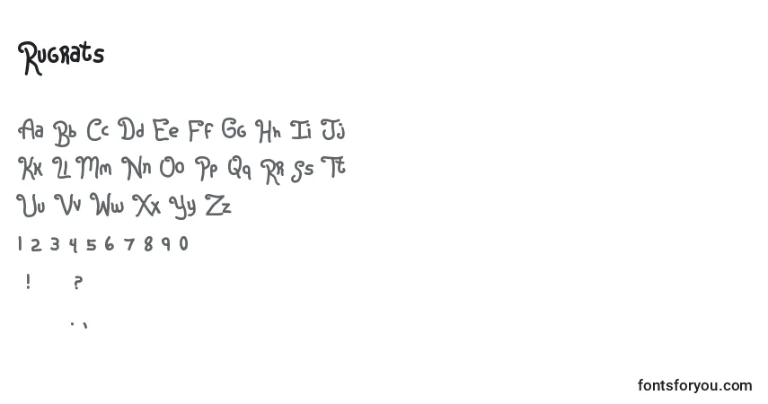 A fonte Rugrats – alfabeto, números, caracteres especiais