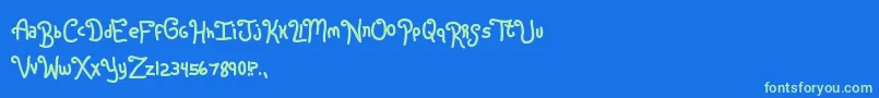 Rugrats Font – Green Fonts on Blue Background