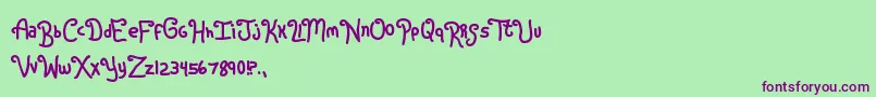 Шрифт Rugrats – фиолетовые шрифты на зелёном фоне
