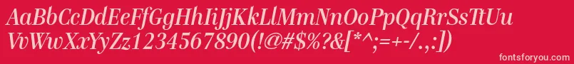 GenremediumItalic Font – Pink Fonts on Red Background