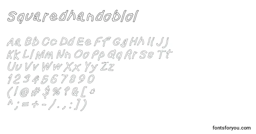 Шрифт Squaredhandoblol – алфавит, цифры, специальные символы