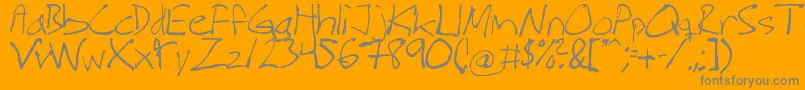 MHwr-Schriftart – Graue Schriften auf orangefarbenem Hintergrund