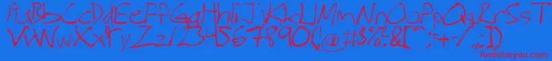 MHwr Font – Red Fonts on Blue Background