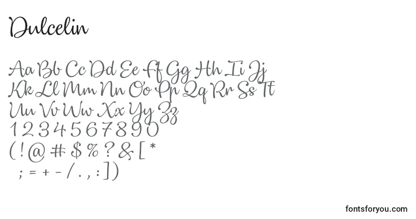 Schriftart Dulcelin – Alphabet, Zahlen, spezielle Symbole
