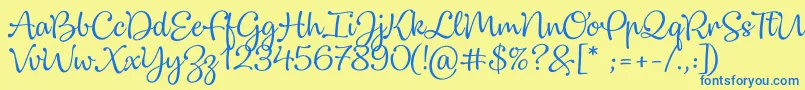 Dulcelin Font – Blue Fonts on Yellow Background