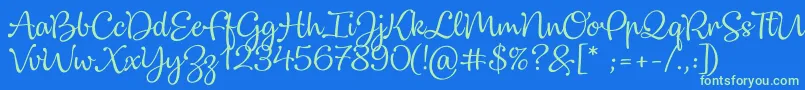 Dulcelin Font – Green Fonts on Blue Background