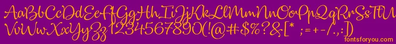 Dulcelin-Schriftart – Orangefarbene Schriften auf violettem Hintergrund