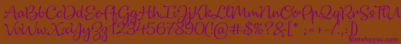 Dulcelin-Schriftart – Violette Schriften auf braunem Hintergrund