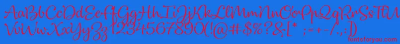 Dulcelin-Schriftart – Rote Schriften auf blauem Hintergrund