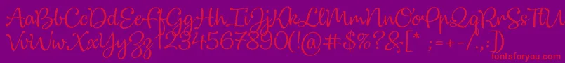 Dulcelin-Schriftart – Rote Schriften auf violettem Hintergrund