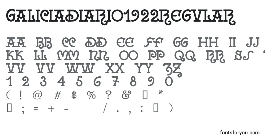 Schriftart Galiciadiario1922Regular – Alphabet, Zahlen, spezielle Symbole