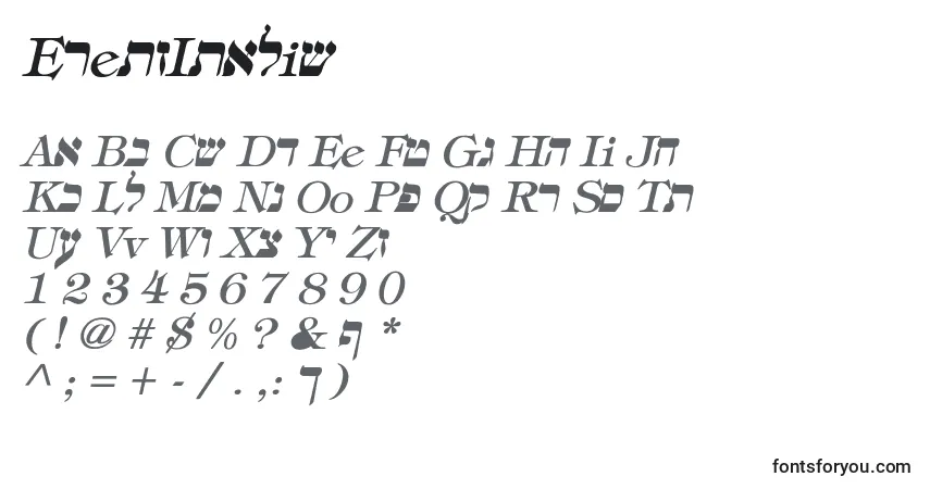 Шрифт EretzItalic – алфавит, цифры, специальные символы