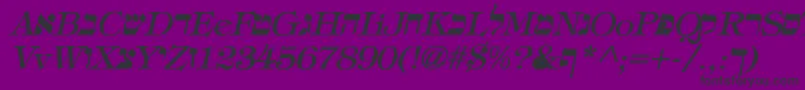 EretzItalic-Schriftart – Schwarze Schriften auf violettem Hintergrund
