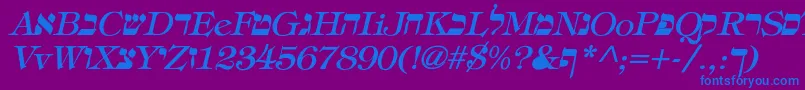Fonte EretzItalic – fontes azuis em um fundo violeta