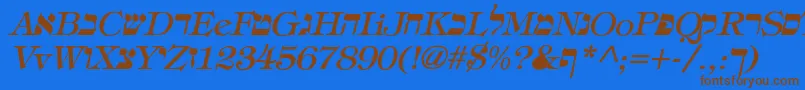 Czcionka EretzItalic – brązowe czcionki na niebieskim tle