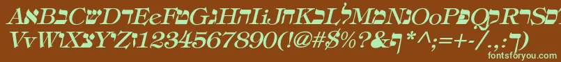 EretzItalic Font – Green Fonts on Brown Background